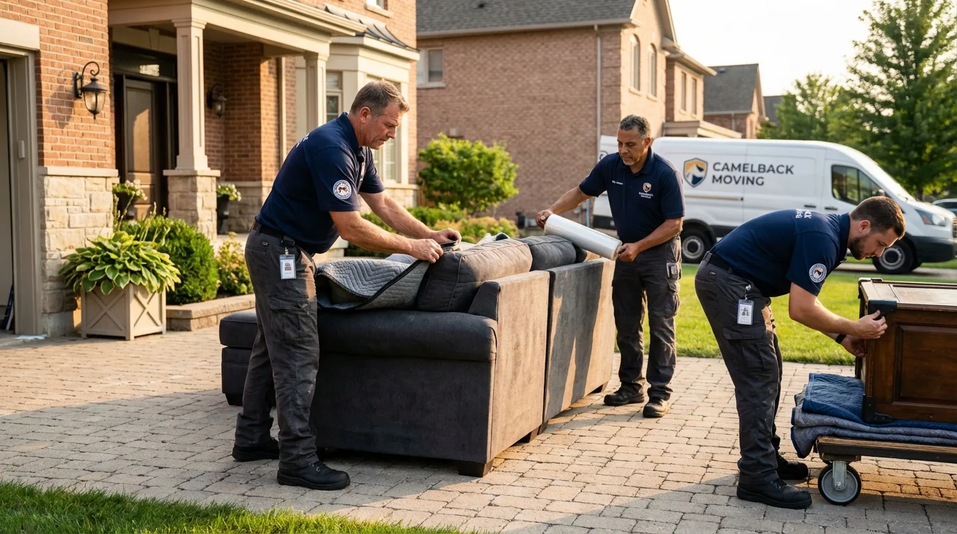 Large estate moving crew wrapping furniture in Laveen, AZ